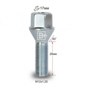 Srouby na Kola M12x1,25x28mm kuzel, Klic 17