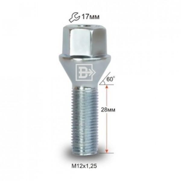 Srouby na Kola M12x1,25x28mm kuzel, Klic 17